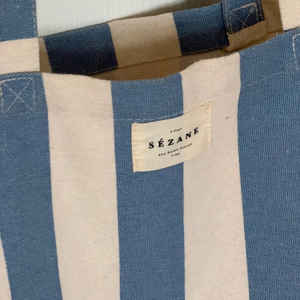 Sézane Blue and White Striped Canvas Tote - Picture 2 of 3